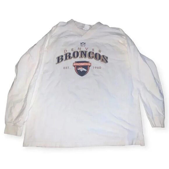 Vintage 90s 00s Y2k NFL Denver Broncos Football ORIGINAL Longsleeve Sports Tee - Picture 1 of 3